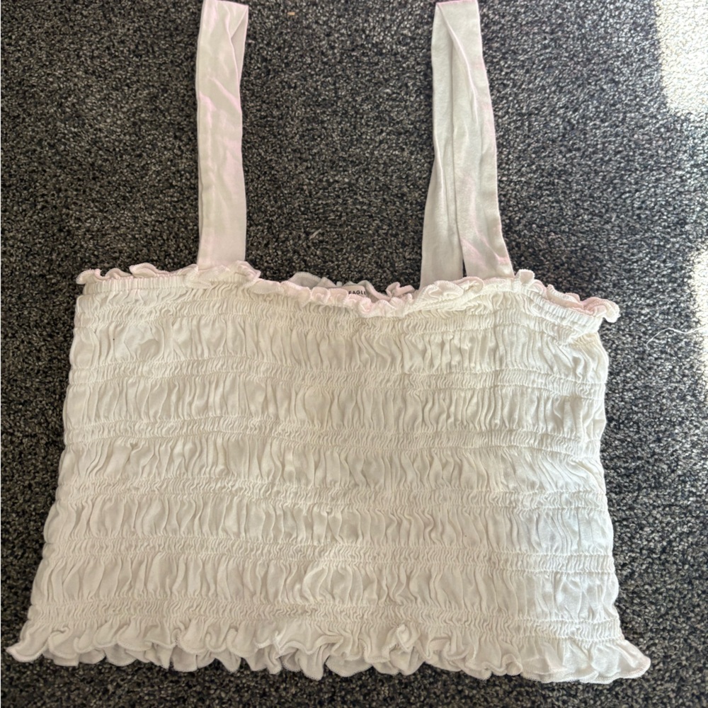 American Eagle Outfitters White Ruched Top